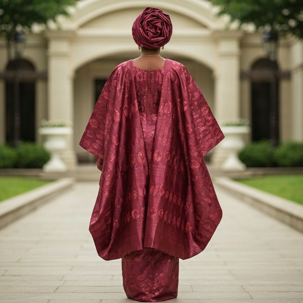 NNADI Luxury Native – Classic Agbada – Lana – Wine Back View