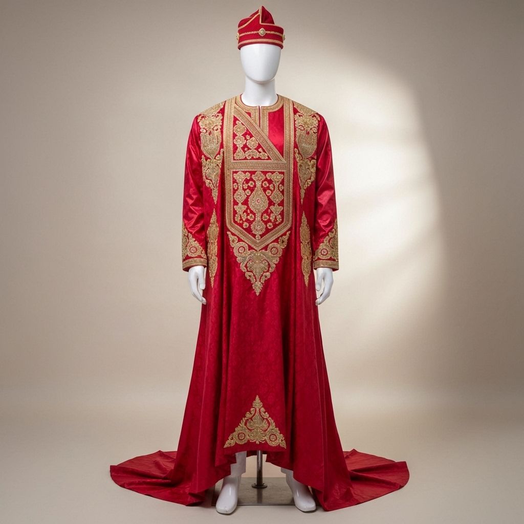 NNADI Luxury Native – Coronation Kaftan – Crimson Full View
