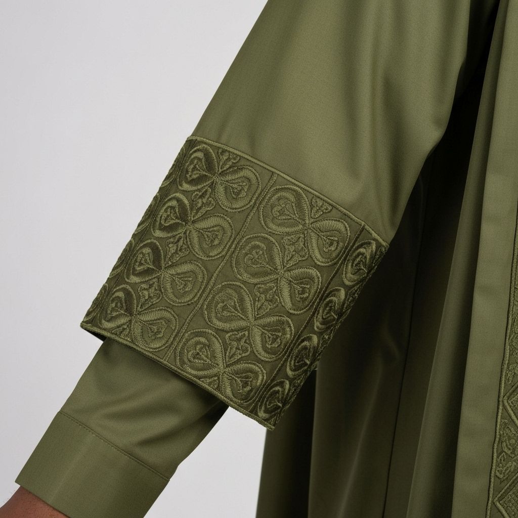 NNADI Luxury Native – Urban Agbada – Olive Sleeve Detail