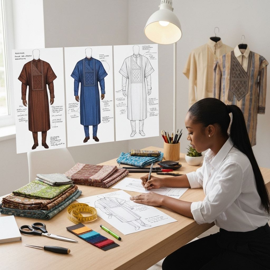 NNADI Luxury Native Design Workspace - Tailor's Studio with Native Wear Sketches